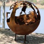 1000mm Outdoor Corten Steel Round Fire Pit For Wood Manual Ignition