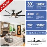 66 Inches Black Ceiling Fan Office Smart Design with LED Light and 10- from