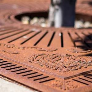 China Outdoor Sidewalk Corten Steel Trees Grate Outside Street Metal Square Tree Grilling factory