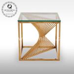 12mm Glass Stainless Steel Side Tables 49x49x51cm Golden Frame