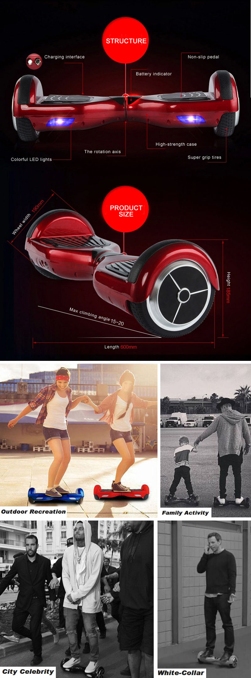 2015 Newest 6.5 Inch Smart Balance Wheel Two Wheel Self Balancing/Balance Scooter
