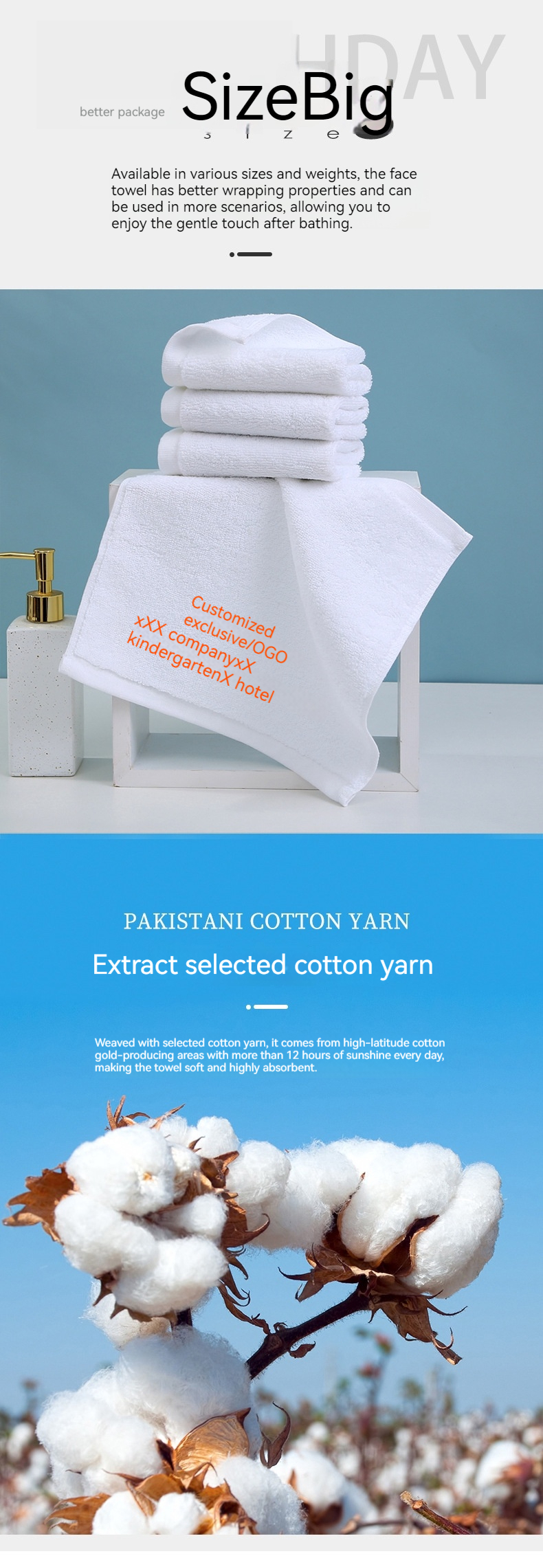 ALL Age Group Rectangle 100% Cotton White Small Square Face Towel for Luxury Hotel