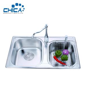 China SUS304 Stainless Steel Kitchen Sink Double Bowl Kitchen Sink Press Kitchen Sink With Faucet factory