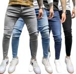 Fashion Jean Trousers Classica Denim Pants Washed Paint Splash Stretch Jeans