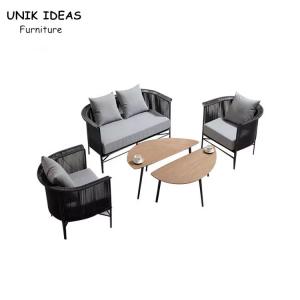 China Garden Furniture Outdoor Rattan Sofa Rope Garden Sofa Set With Coffee Table Sectional factory