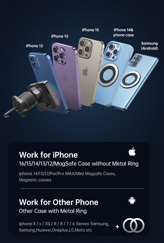 Advanced Iphone Charger Stand 9 Light Colors Switching Car Magnetic Wireless Charger With 15w Fast Charging Thin And Durable