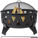 Portable Steel Charcoal Fire Pit With Geometric Triangle Cutouts Outdoor