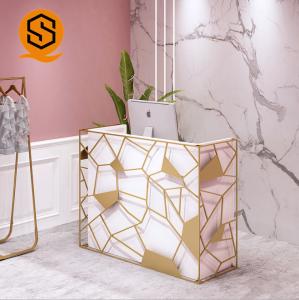 China Solid Surface Nail Reception Table Small Reception Desk For Beauty Salon factory