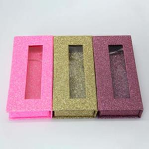 China custom glitter paper eyelash window box High quality glitter paper lash gift box factory