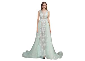 China Front And Back V Neck Saudi Arabic Evening Dresses Floral High End Custom Bridesmaid Dress factory