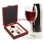 New Arrival 4pcs set silver stainless steel wood bottle opener corkscrew