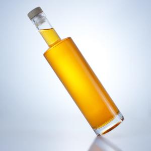 China Customized Glass Spirit Bottle with Heavy Base and Cork Stopper factory