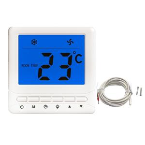 China Blue Backlight Ventilator Digital Home Thermostat FCU Non Programmable Button factory