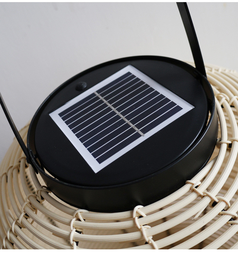 Outdoor Rattan Decorative Portable Waterproof Floor Lamp Solar Garden Light