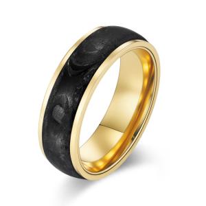China Unisex 2025 Plated 14K Gold and Rose Gold Forged Carbon Fiber Wedding Bands Mens Bands factory