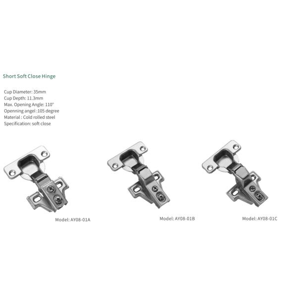AY08-01A Wide Opening 165 Degrees Soft Closing Short Hinge details