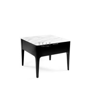 China Living Room Elegant Corner Marble End Table With Drawer factory