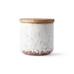 Vintage Fancy Ceramic Candle Containers With Wooden Lids Cylinder Shape