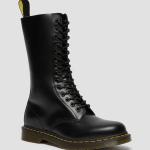 Round Toe Women'S Leather Boots Black Military Style Boots For Leisure /