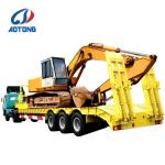 High Payload Aotong Hydraulic Steering Ramp System Low Bed Semi Trailer Truck 9m