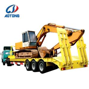 China High Payload Aotong Hydraulic Steering Ramp System Low Bed Semi Trailer Truck 9m 13m factory