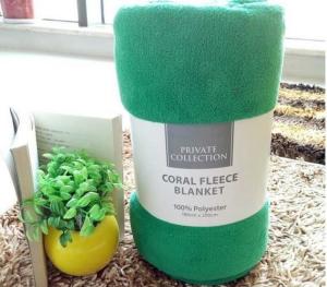 China Green Color Luxury Coral Thick Fleece Blanket Soft Touch For Travel / Home factory
