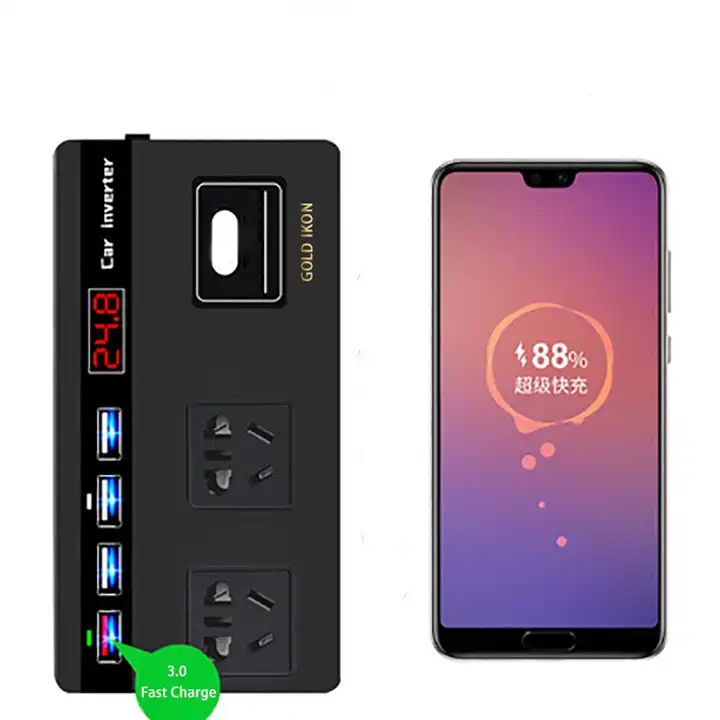 Customizable Color Car Power Inverter 150W Dc 12V/24V To Ac 220V Power Wireless For Phone Car Magnetic Wireless Charger