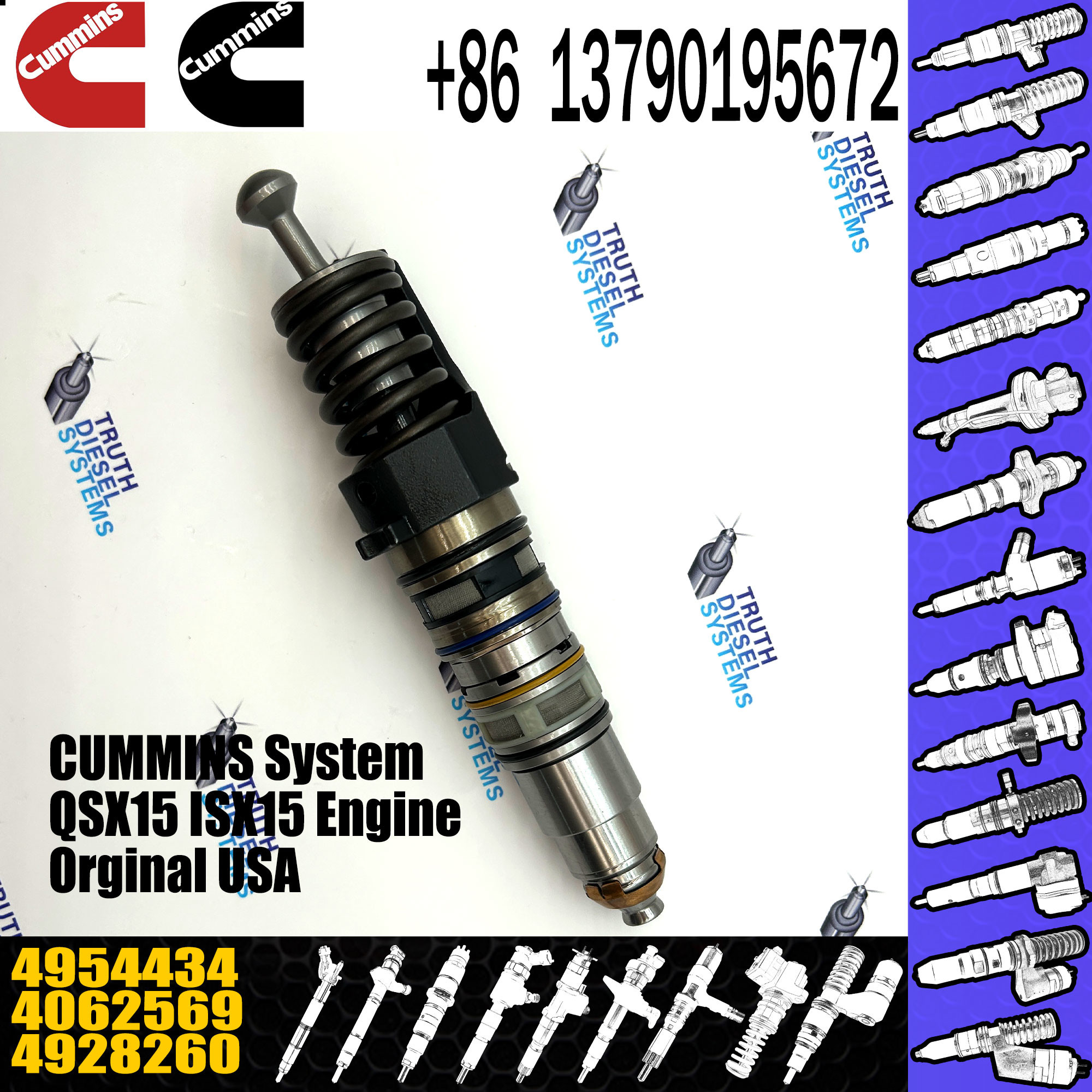 Diesel Engine Fuel Common Rail Injector 4062569 1846348 4954434