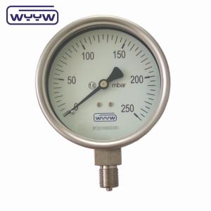 China Low Pressure Bellows Manometer 250 Mbar Stainless Steel Material factory