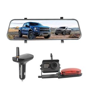 China 10&quot; Touch Screen IP69K Wireless Rear View Mirror Car Charger Receiver factory