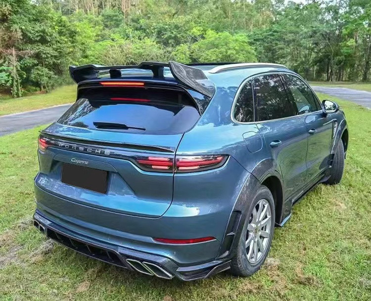 For Porsche Cayenne Carbon Fiber Wide Body Kit Cayenne Upgrades MSY-style Carbon Fiber Front Lip Diffuser Spoiler Hood