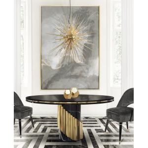 Modern Round Brass Stainless Steel Base Marble Top Dining Table