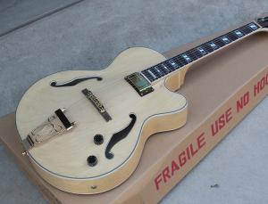 China Custom Classic F hole wood natural color hollow body electric guitar colors is optional free shipping factory