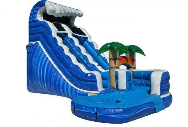China Forest Adventure Inflatable Water Slide And Pool , Bouncy Double Water Slide factory