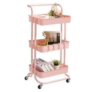 China Snacks Carts Supermarket Accessories 3 Tier Rolling Utility Cart Coffee Bar Trolley factory