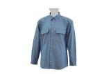 Men's 100%Cotton Chambray Blue Work Shirt Long Sleeve Chest Pockets Detailed