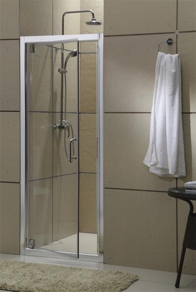 Aluminum Alloy Pivot Glass Shower Door Bright Silver Profiles With Stainless