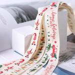 16mm*100y Merry Christmas Printed Cotton Ribbon Customized Cotton Ribbon