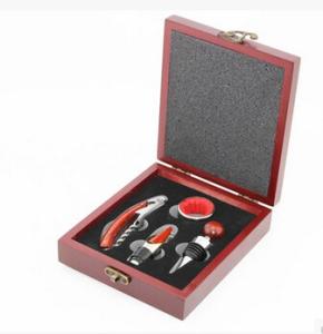 China Promotioal 4pcs set wood stainless steel bottle opener corkscrew stopper factory