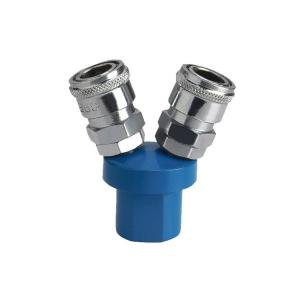 China Blue Metal Pneumatic Hose Fittings , Spring Protection Slef Locking Air Hose Coupling on sale