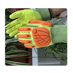 China Orange TPR Sewed On Back Anti Puncture Oilfield Impact Safety Gloves factory
