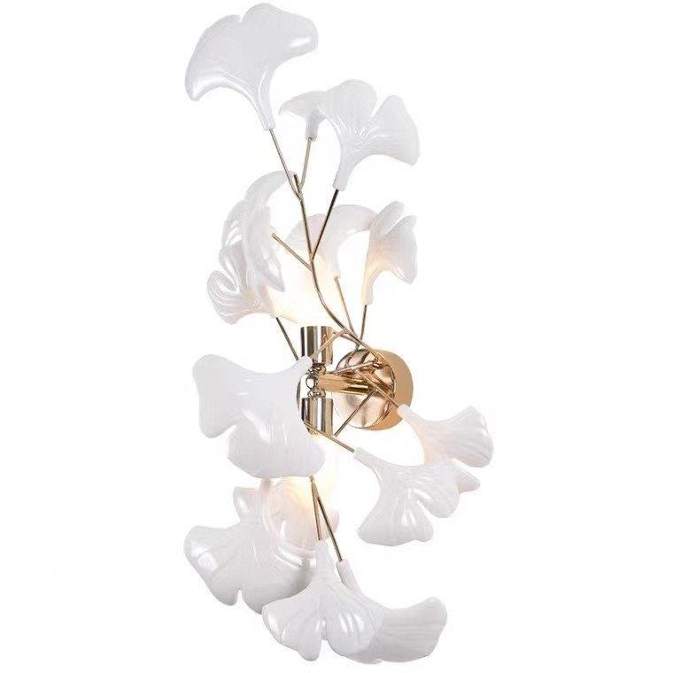 New Design Bedside Decorative Marble Flower Bedroom Indoor Wall Mounted Sconce Lamp