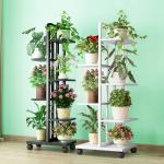 Removable Anti Rust 4 Tier Wrought Iron Corner Plant Stand