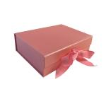 Pink Sturdy Paper Magnetic Cardboard Gift Boxes Recycled Keepsake With Ribbon