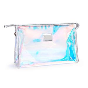 China Custom Logo Luxury Rainbow Makeup Wash PVC Bag Cosmetic Organiser Bag factory