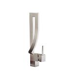 Square Long Spout Single Handle Hot Cold Water Faucet Brass Black Kitchen Mixer