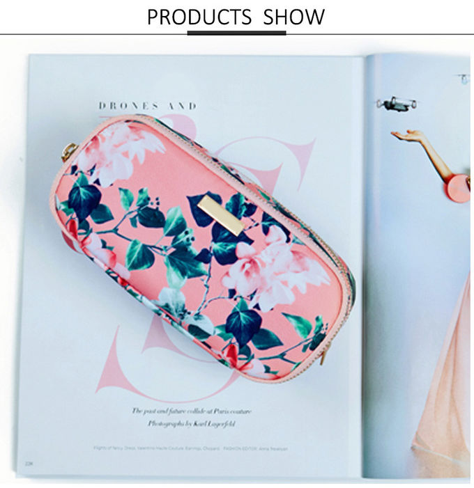Vintage Floral Printed Zipper Waterproof Travel Wash Bag