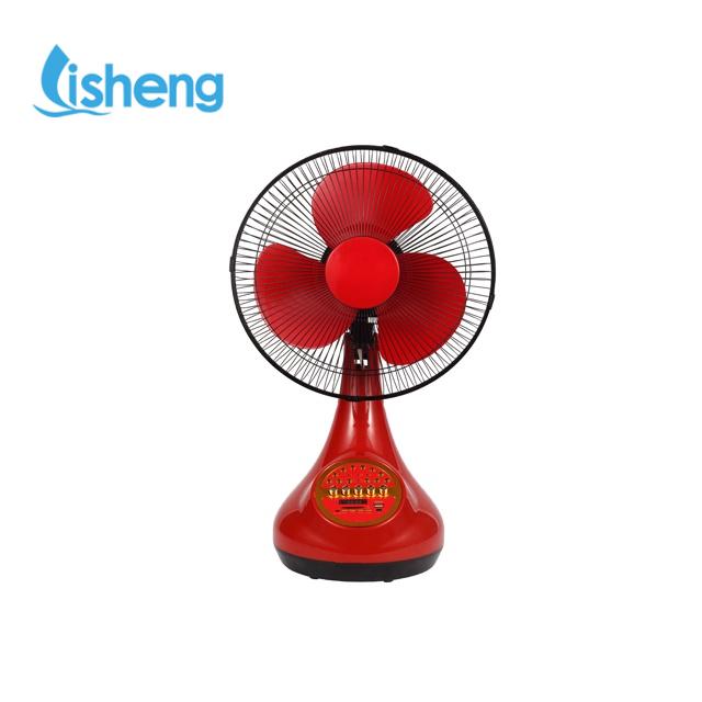 OEM 12v 12 Inch Red Rechargeable Desktop Fan With Lithium Battery And USB LED Light