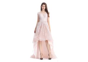 China Pink Lace Grace European Evening Gowns , Lace Evening Dresses For Wedding factory