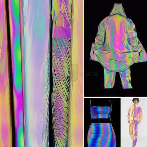 China 1.37m*100m Clothes Soft Rainbow Reflective Fabric on sale